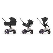 Poussette Duo E-Priam Confort Rosegold / Sepia Black avec Nacelle Pliable Cybex