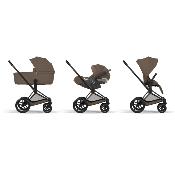 Poussette Duo Priam Confort Matt Black / Coconut Brown avec Nacelle Pliable Cybex