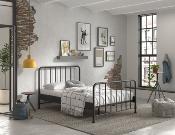 Lit 140x200 Vipack Bronxx Noir Mat Sommier Inclus