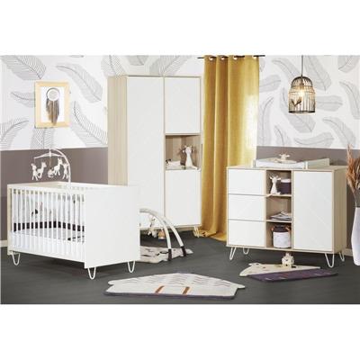 Lit 120x60+ commode + Plan à langer Sauthon Happy