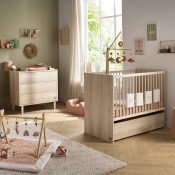 Duo Lit 120x60 + commode 3 tiroirs + plan a langer Paloma bois
