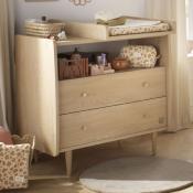 Plan à langer coulissant pour commode 2 tiroirs décor chêne vintage My Love