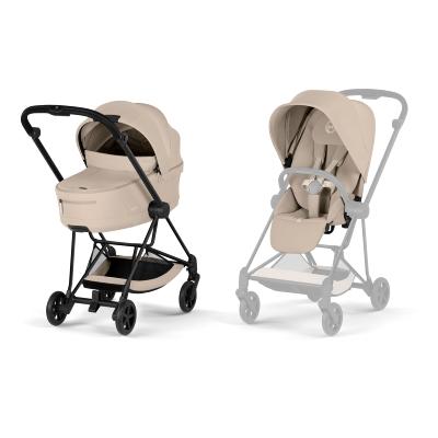 Poussette Duo Mios Confort Matt Black / Cozy Beige avec Nacelle Pliable Cybex