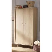 Armoire 2 portes avec poignées dorées décor bois chêne vintage My Love
