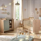 Duo Lit 120x60 + Commode + Plan à Langer Sauthon Tokyo Sauge