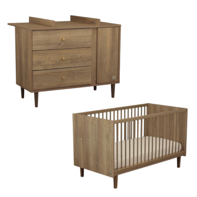 DUO LIT EVOLUTIF 140X70 + COMMODE 3 TIROIRS 1 PORTE + PLAN A LANGER SAUTHON MOKKA