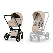 Poussette Duo Priam Confort Matt Black / Cozy Beige avec Nacelle Pliable Cybex