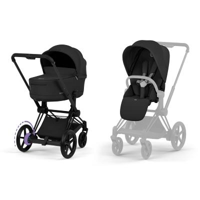 Poussette Duo E-Priam Confort Matt Black / Sepia Black avec Nacelle Pliable Cybex