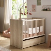 Duo Lit 120x60 + commode 3 tiroirs + plan a langer Paloma bois
