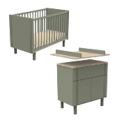 Duo Lit 120x60 + commode + plan a langer Sauthon Eléonore Kaki