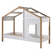 Lit Cabane Vipack Babs Blanc et Bois 1 Fenêtre