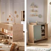 Duo Lit 140x70 + Commode + Plan à Langer Sauthon Tokyo Sauge