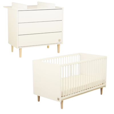 DUO LIT 140X70 + COMMODE 3 TIROIRS + PLAN A LANGER SAUTHON PALOMA BLANC