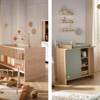 Duo Lit 140x70 + Commode + Plan à Langer Sauthon Tokyo Sauge