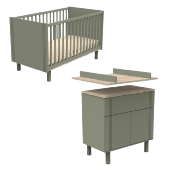 Duo Lit évolutif 140x70 + commode + plan a langer Sauthon Eléonore Kaki