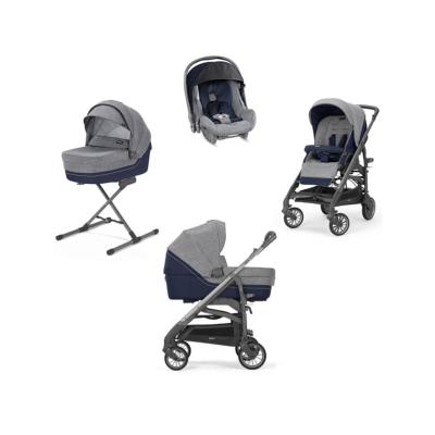 Poussette Trio Trilogy Antigua Blue Châssis city gris
