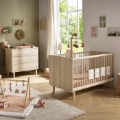 DUO LIT 140x70 + COMMODE 3 TIROIRS + PLAN A LANGER PALOMA BOIS