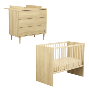 Duo Lit 120x60 + commode 3 tiroirs + plan a langer Paloma bois