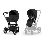 Poussette Duo Priam Matt Black / Sepia Black avec Nacelle Pliable Cybex