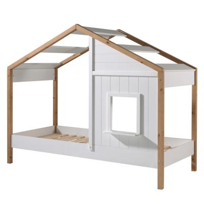 Lit Cabane Vipack Babs Blanc et Bois 1 Fenêtre