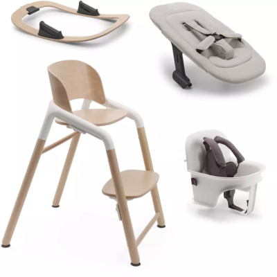 Chaise Bugaboo Giraffe Wood/White complète avec support bascule et kit nouveau né