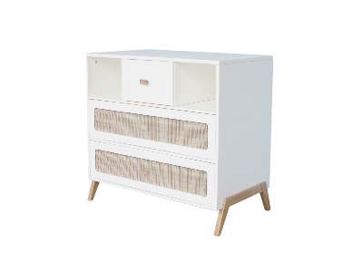 Commode Marélia Neige Tressage Rotin 