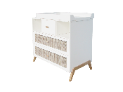 Commode Marélia Neige Tressage Rotin 