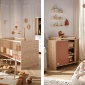 Duo Lit 140x70 + Commode + Plan à Langer Sauthon Tokyo Terracotta