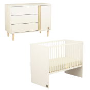 DUO LIT 120X60 + COMMODE 3 TIROIRS ET UNE PORTE + PLAN A LANGER SAUTHON PALOMA BLANC