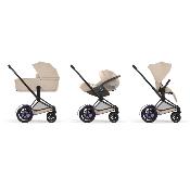 Poussette Duo E-Priam Confort Matt Black / Cozy Beige avec Nacelle Pliable Cybex