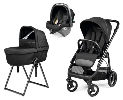 Poussette Trio Veloce + Siège auto Primo Viaggio SLK + Nacelle Culla Belvedere et support True Black Peg Perego