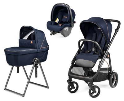 Poussette Trio Veloce + Siège auto Primo Viaggio SLK + Nacelle Culla Belvedere et support Blue Shine Peg Perego