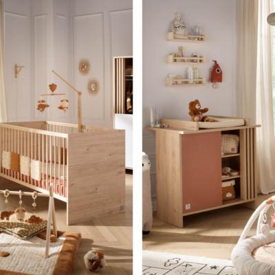 Duo Lit 140x70 + Commode + Plan à Langer Sauthon Tokyo Terracotta