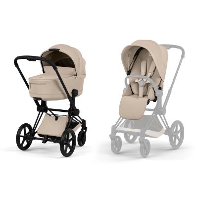 Poussette Duo Priam Confort Matt Black / Cozy Beige avec Nacelle Pliable Cybex