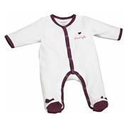 Pyjama velours blanc/parme Mamzelle bou 0 Mois