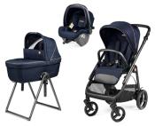 Poussette Trio Veloce + Siège auto Primo Viaggio SLK + Nacelle Culla Belvedere et support Blue Shine Peg Perego