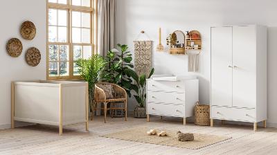 La chambre bébé ALTITUDE VOX en blanc : lit bébé, commode et armoire