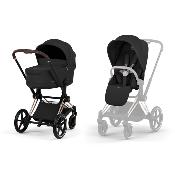 Poussette Duo Priam Confort Rosegold / Sepia Black avec Nacelle Pliable Cybex