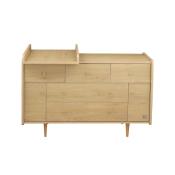 Plan à langer coulissant pour commode XXL 5 tiroirs décor chêne vintage My Love