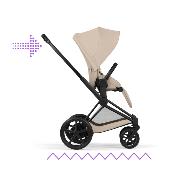 Poussette Duo E-Priam Confort Matt Black / Cozy Beige avec Nacelle Pliable Cybex