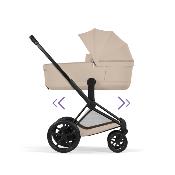 Poussette Duo E-Priam Confort Matt Black / Cozy Beige avec Nacelle Pliable Cybex