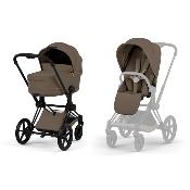 Poussette Duo Priam Confort Matt Black / Coconut Brown avec Nacelle Pliable Cybex