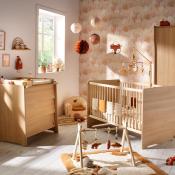 Duo Lit 140x70 + Commode + Plan à Langer Sauthon Cannelle