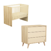 Duo Lit 120x60 évolutif+ commode 3 tiroirs + plan a langer Sauthon Mélinée