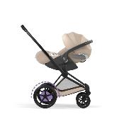 Poussette Duo E-Priam Confort Matt Black / Cozy Beige avec Nacelle Pliable Cybex