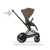 Poussette Duo E-Priam Confort Matt Black / Coconut Brown avec Nacelle Pliable Cybex