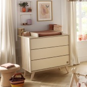 Duo Lit 140x70 évolutif en 90x190 + commode 3 tiroirs + plan a langer Sauthon Mélinée