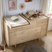 Plan à langer coulissant pour commode XXL 5 tiroirs décor chêne vintage My Love